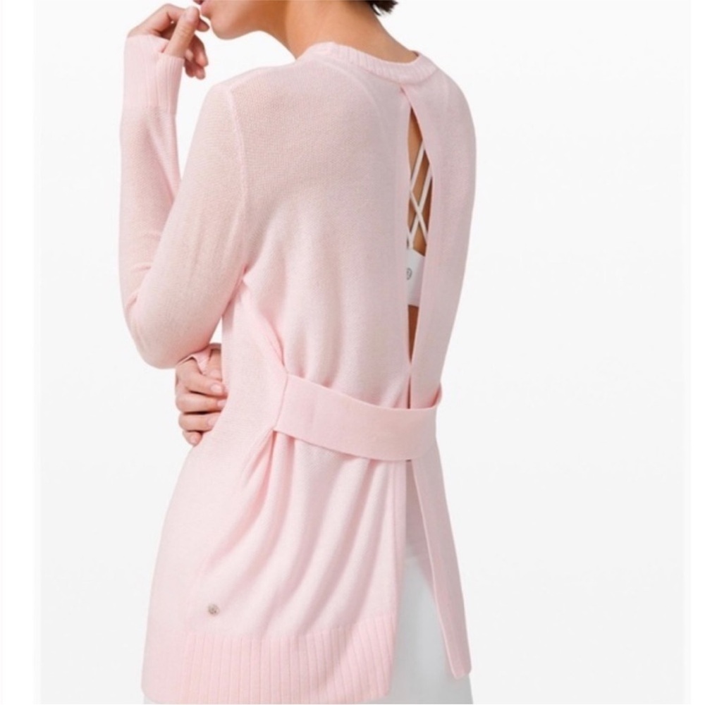 Lululemon Sincerely Yours Open Back Sweater Pink Glow Lightweight Thumbholes - Picture 1 of 7